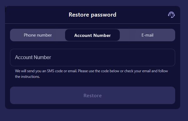 restore password